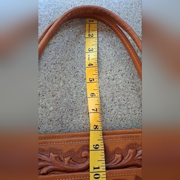 Mont-Abur vintage tooled leather rose & toreador bull purse leather shoulder bag - Picture 13 of 16